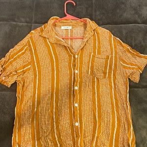 Orange and white mens button up